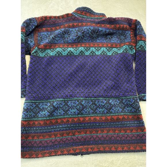 Helly Hansen VTG Purple Furry Fleece Snowflake 1/4 Zip Jacket Sz L Made In USA - Picture 4 of 7